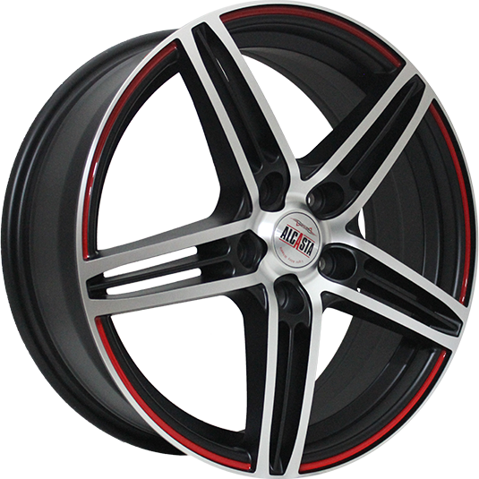 фото диска Alcasta R17 ET35 DIA60,1 PCD:5/114,3 черный матовый с красным ободом