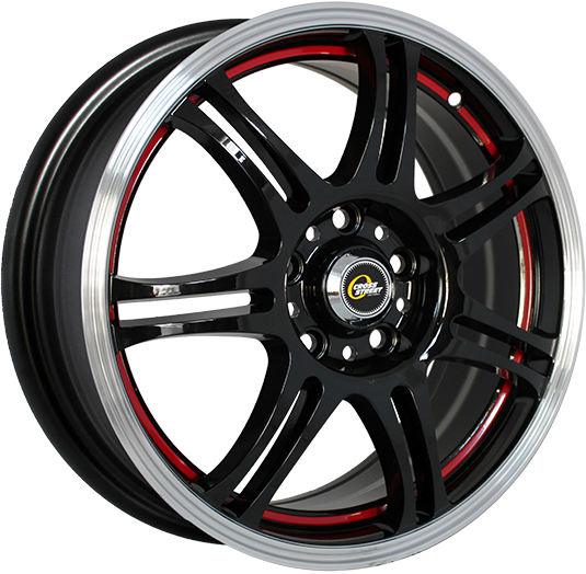 фото диска Cross Street R16 ET46 DIA57,1 PCD:5/112 черный полированный с красной полосой по ободу внутри