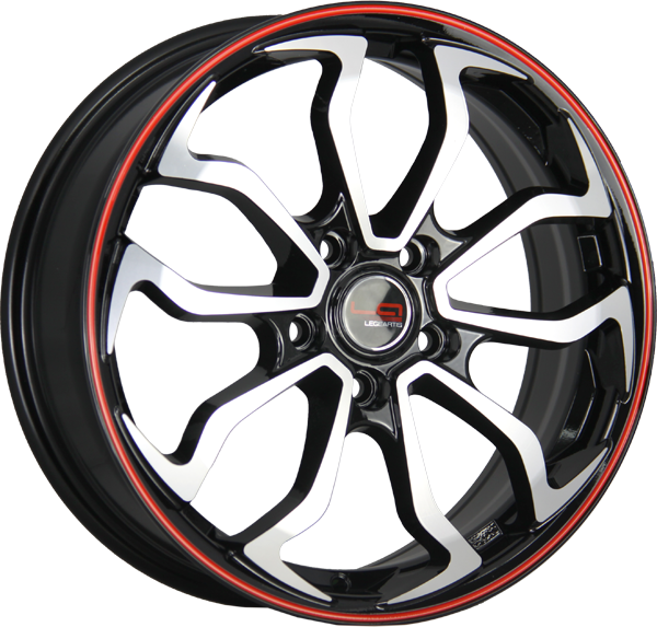 фото диска Replica LA R16 ET41 DIA67,1 PCD:5/114,3 черный полированный с красной полосой по ободу