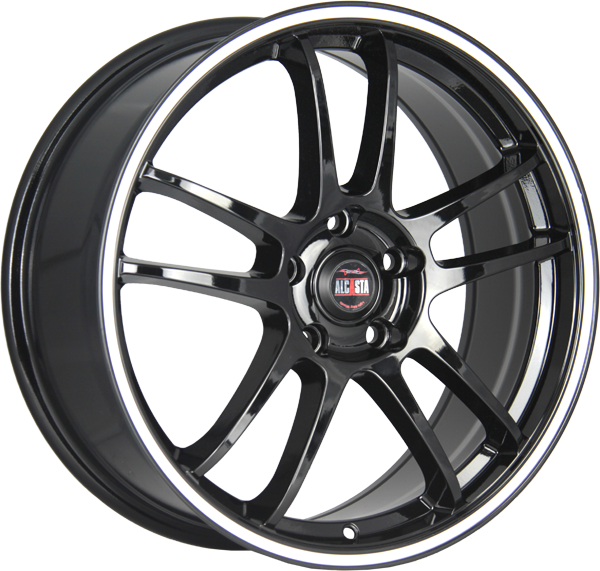 фото диска Alcasta R15 ET40 DIA56,6 PCD:4/100 черный с белой полосой по ободу