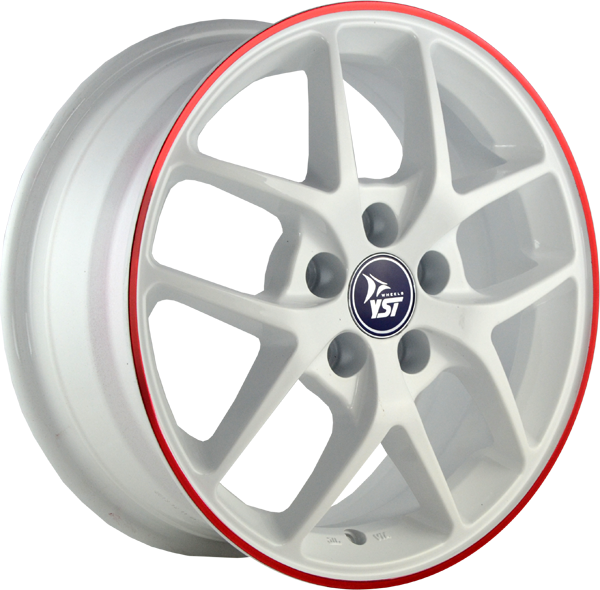 фото диска YST R15 ET36 DIA60,1 PCD:4/100 белый с красной полосой по ободу