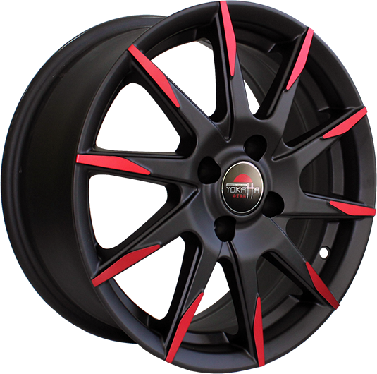 фото диска YOKATTA R15 ET35 DIA58,6 PCD:4/98 черный матовый+красный