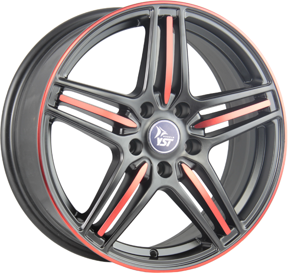 фото диска YST R15 ET35 DIA58,6 PCD:4/98 черный матовый+красный